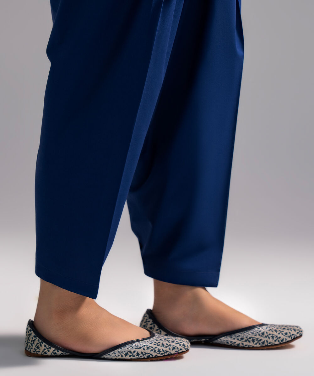 Women's RTW Cambric Solid Dark Blue Shalwar