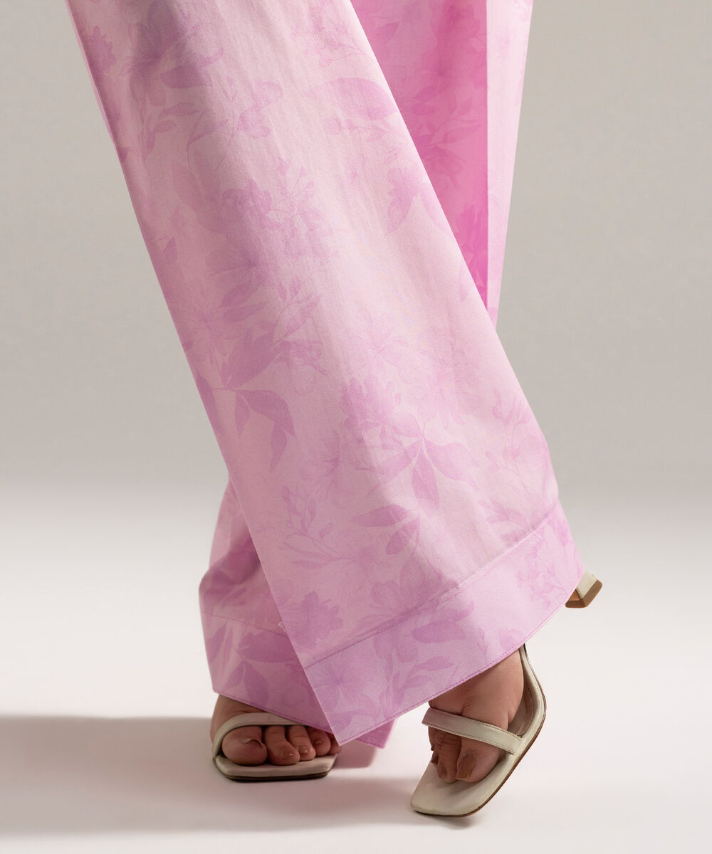 Women's RTW Cambric Printed Lavendar Farshi Shalwar