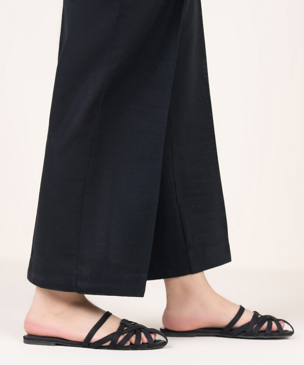 Women's RTW Khaddar Solid Black Culottes