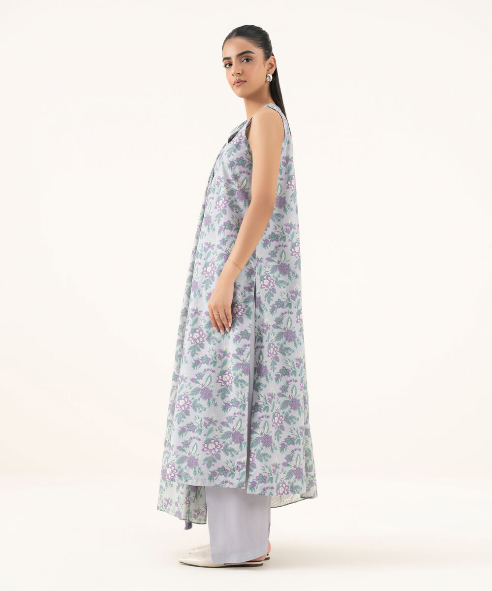 Women's Unstitched Cotton Printed Multi Three Piece Suit