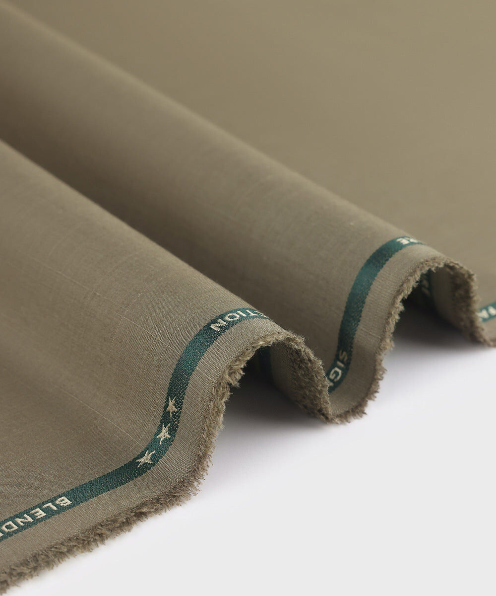 Men's Unstitched Premium Wash and Wear Olive Full Suit Fabric