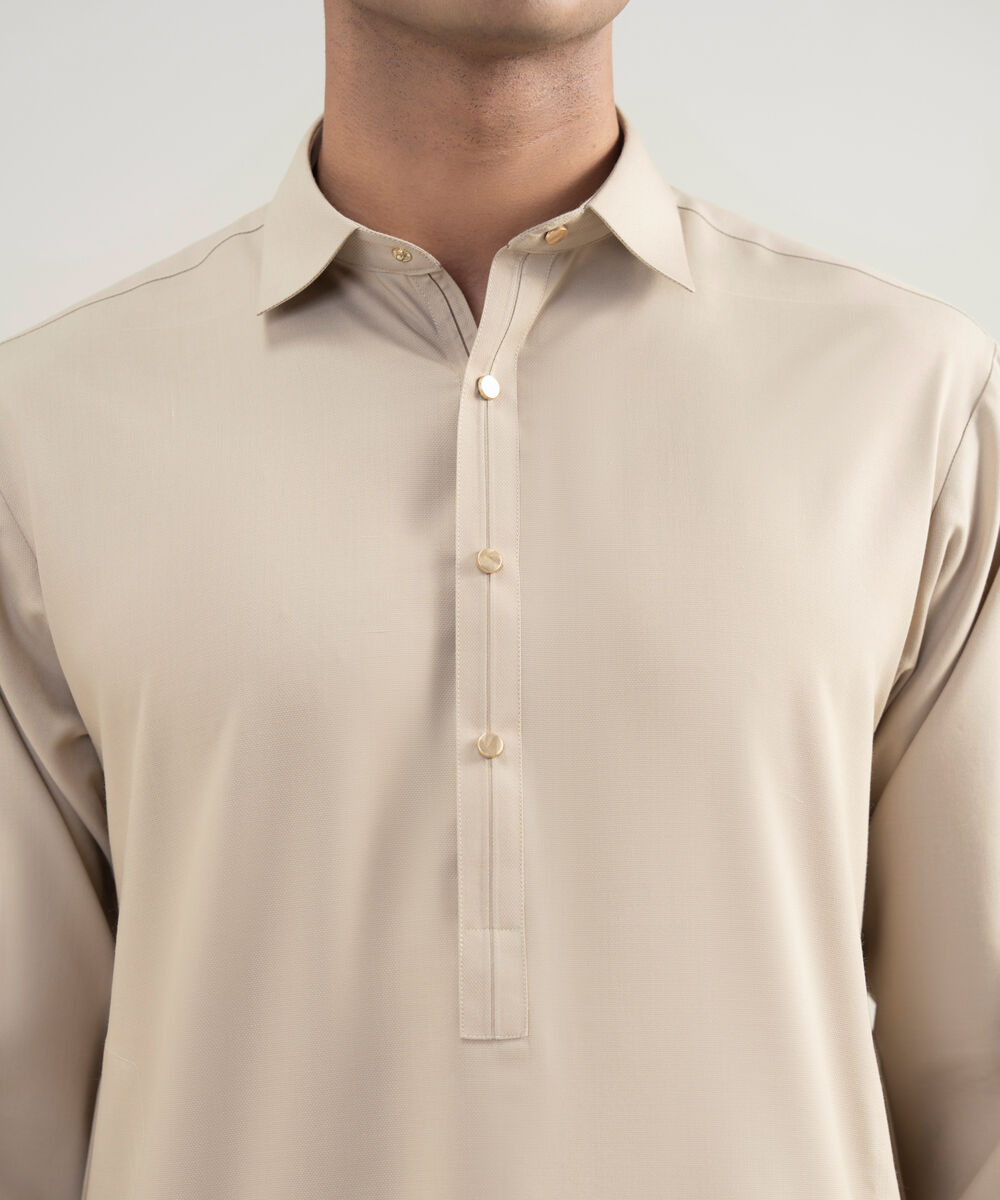 Men's Stitched Premium Blended Beige Suit