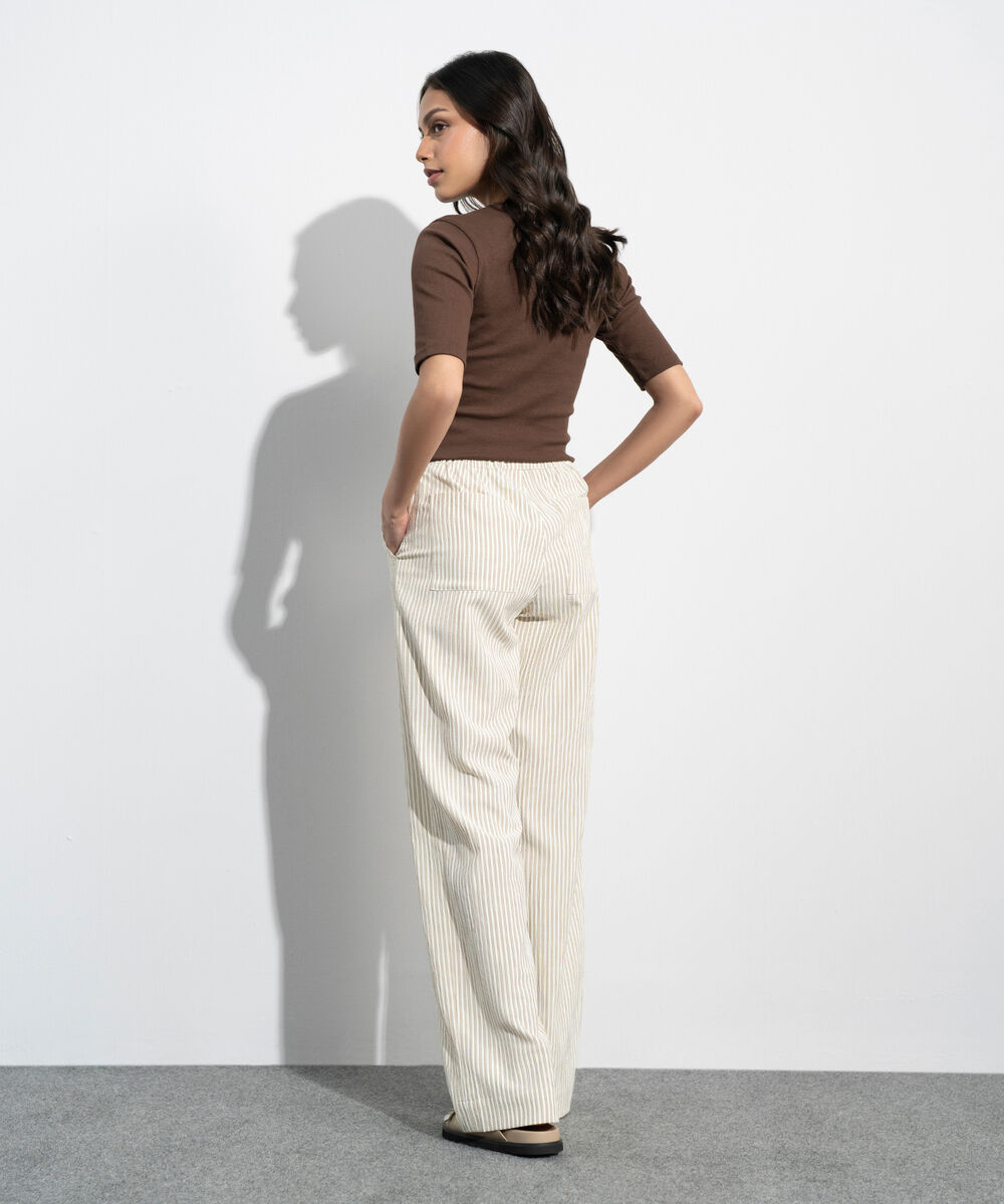 Women's Western Brown Slim-Fit Ribbed Top