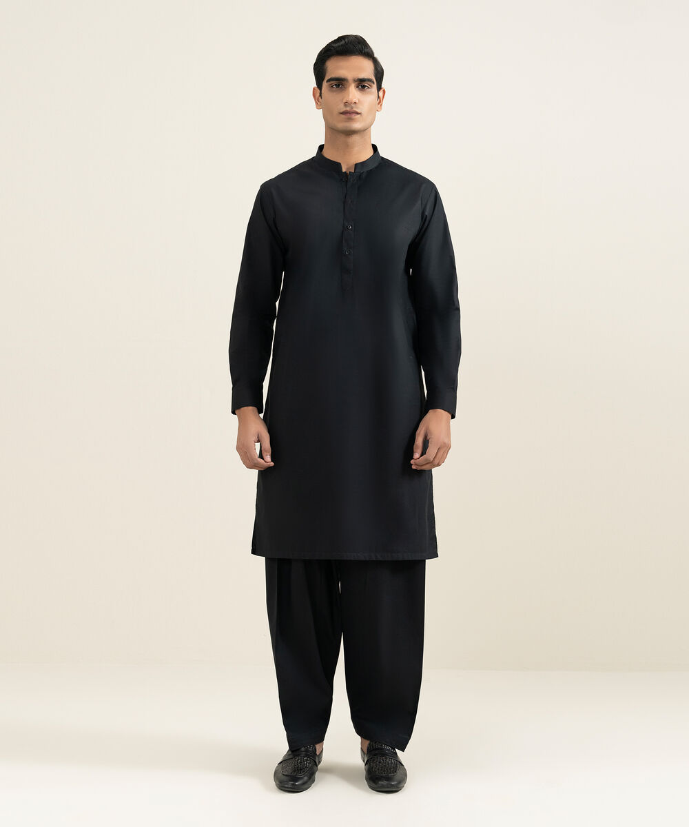 Men's Stitched Black Kameez Shalwar