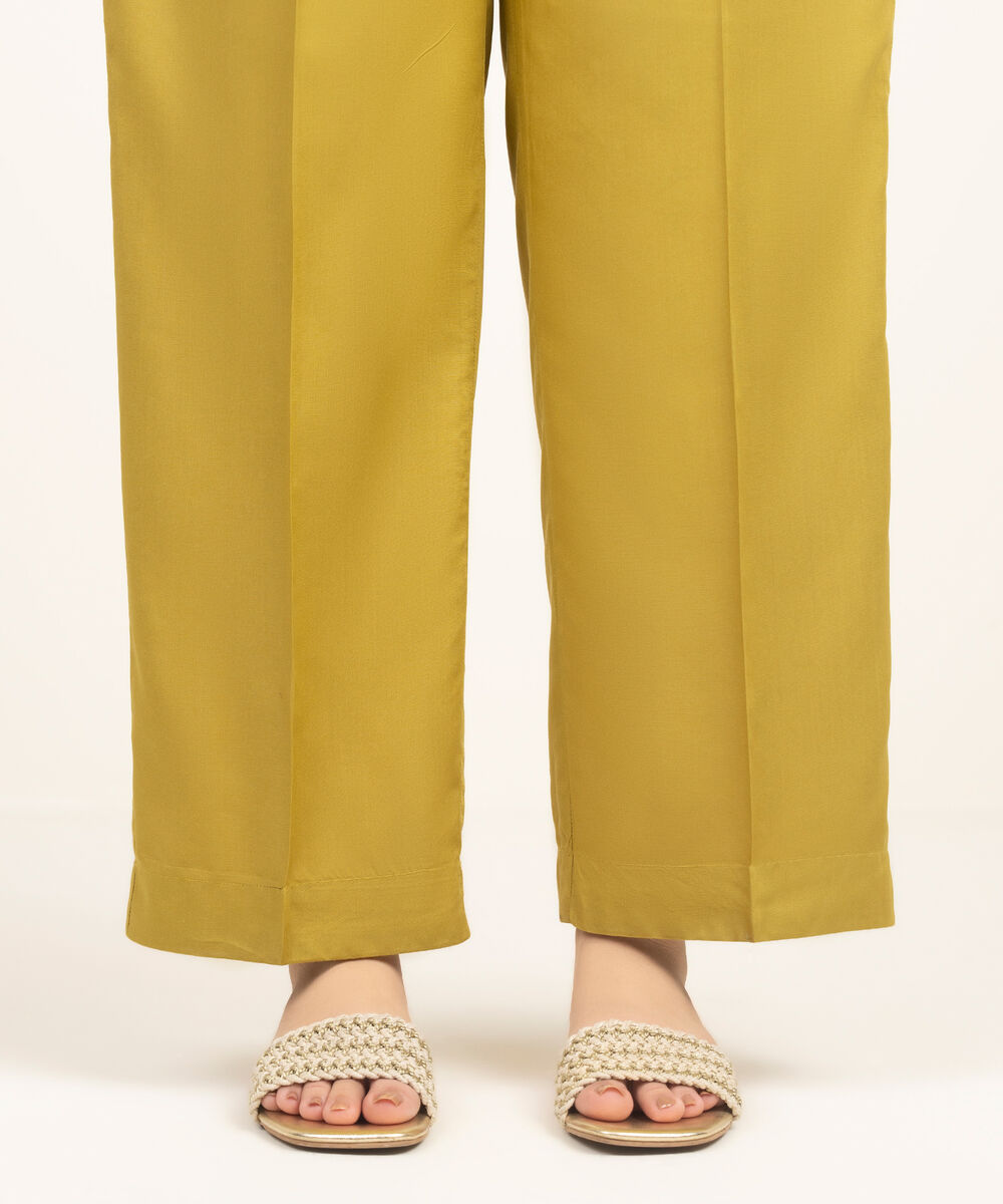 Women's RTW Arabic Cambric Solid Mustard Yellow Culottes