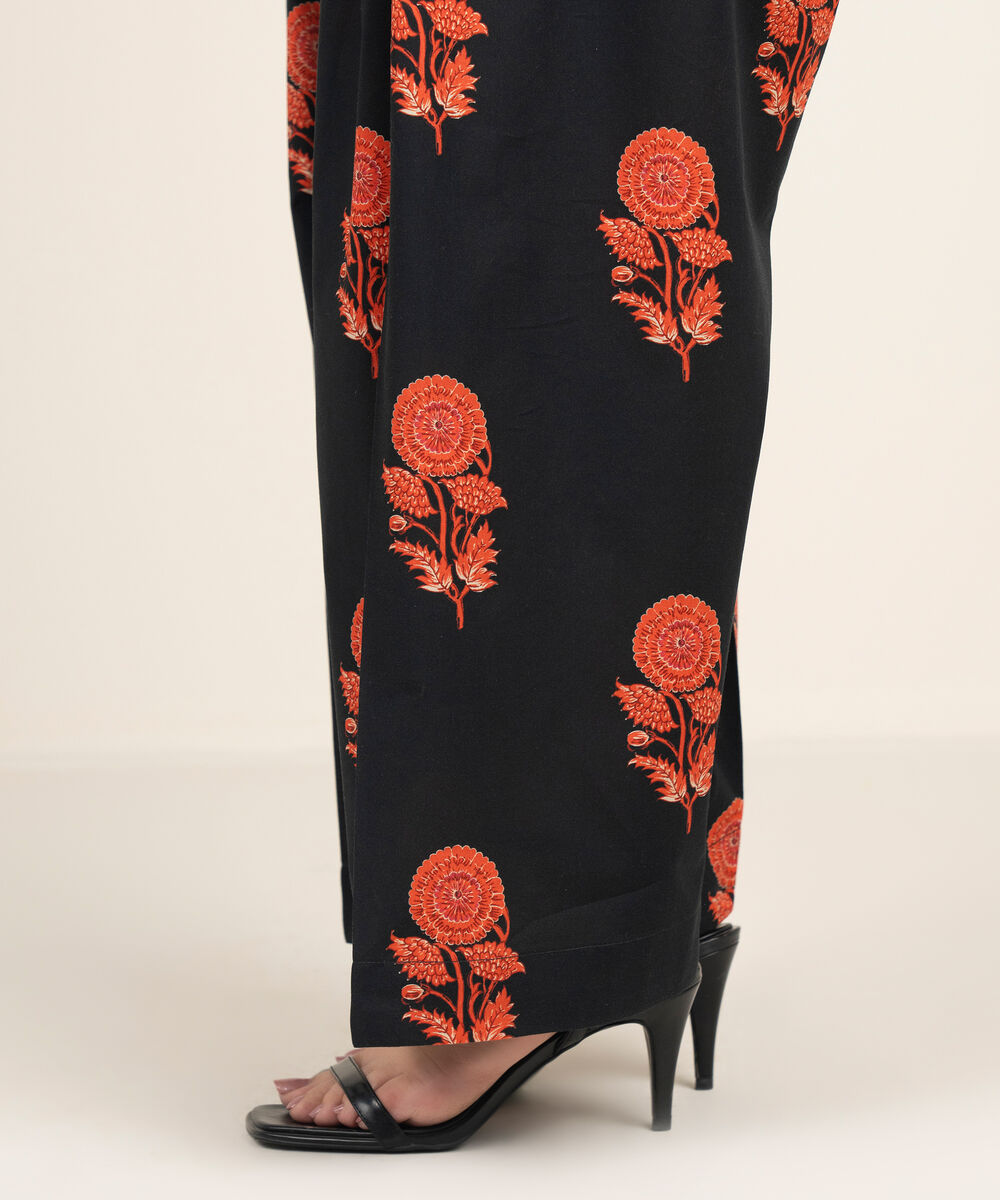 Women's RTW Cambric Printed Black Farshi Shalwar