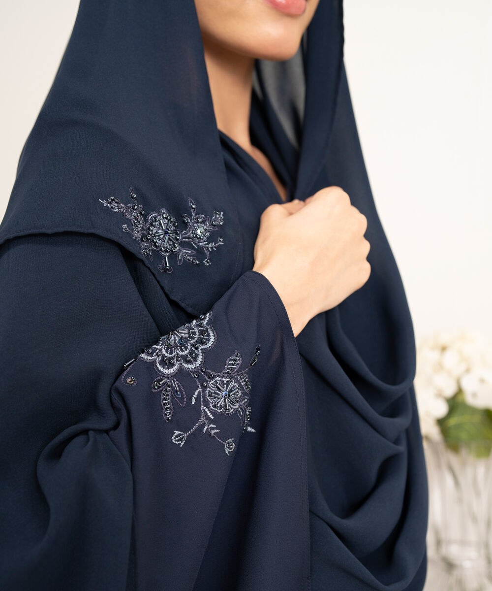 Women's Blue Emroidered Kaaftan Abbaya Set