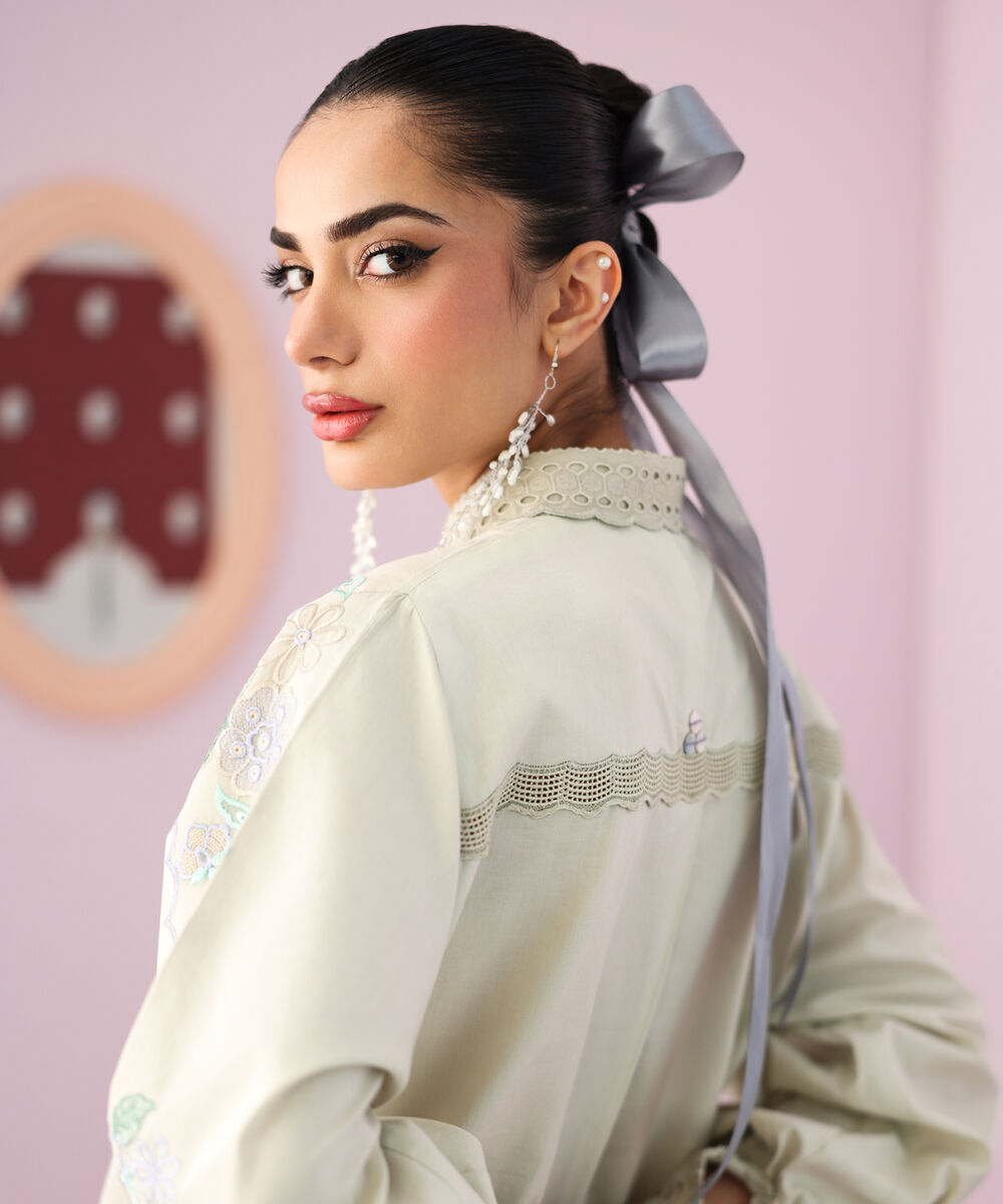 Women's Unstitched Lawn Embroidered Green Two Piece Suit