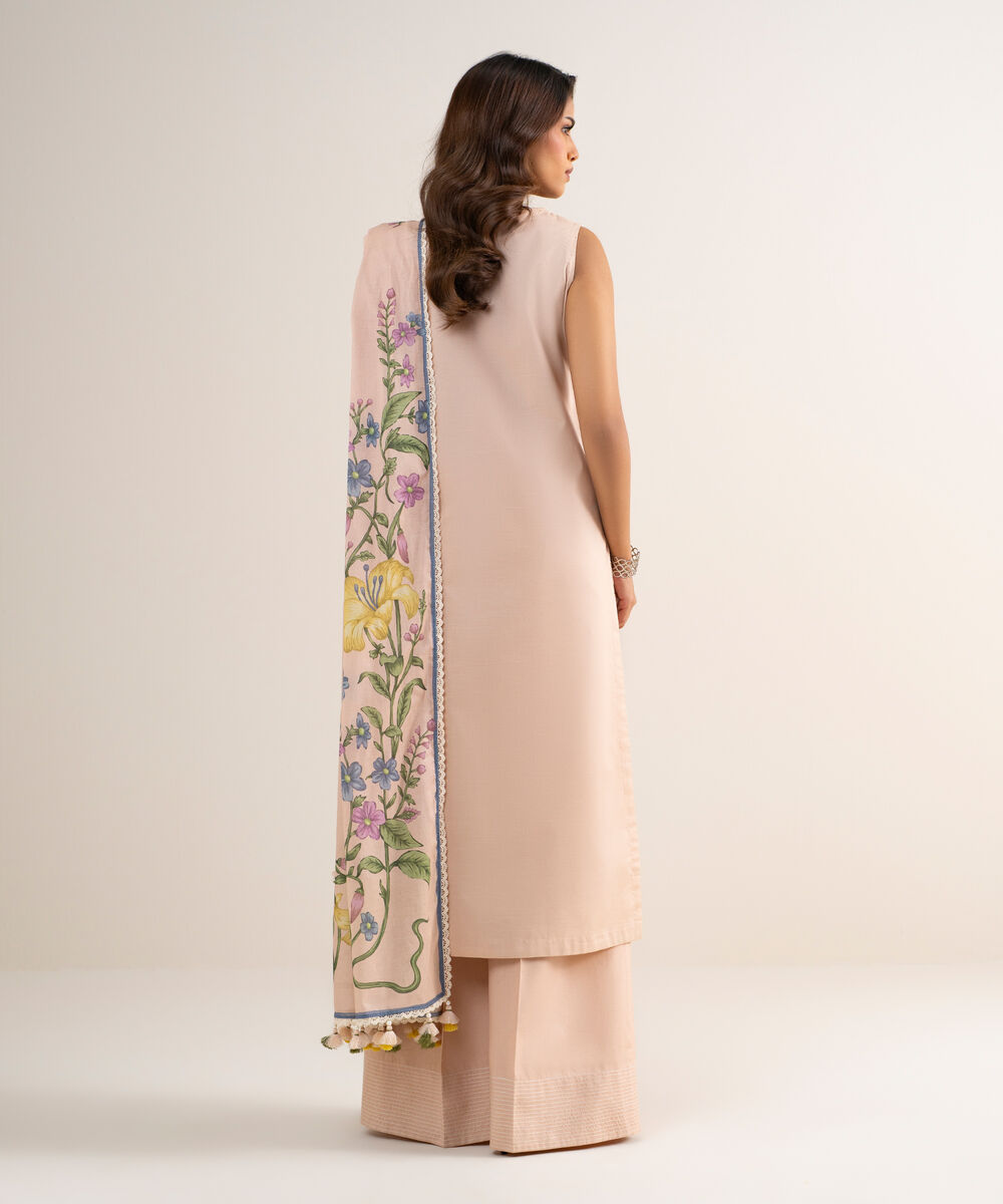 Women's Unstitched Lawn Embroidered Pink