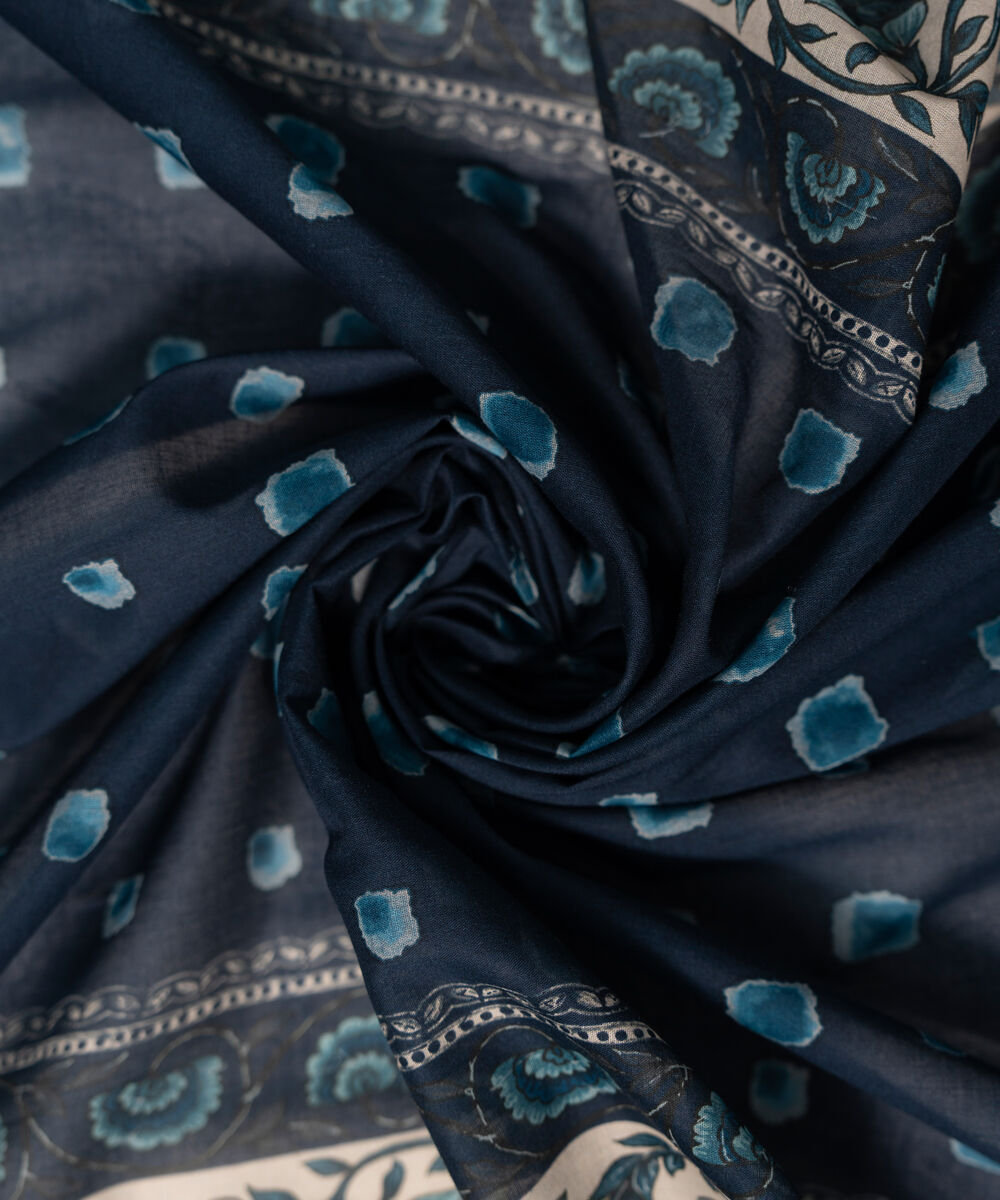 Lawn Printed Dark Blue Dupatta