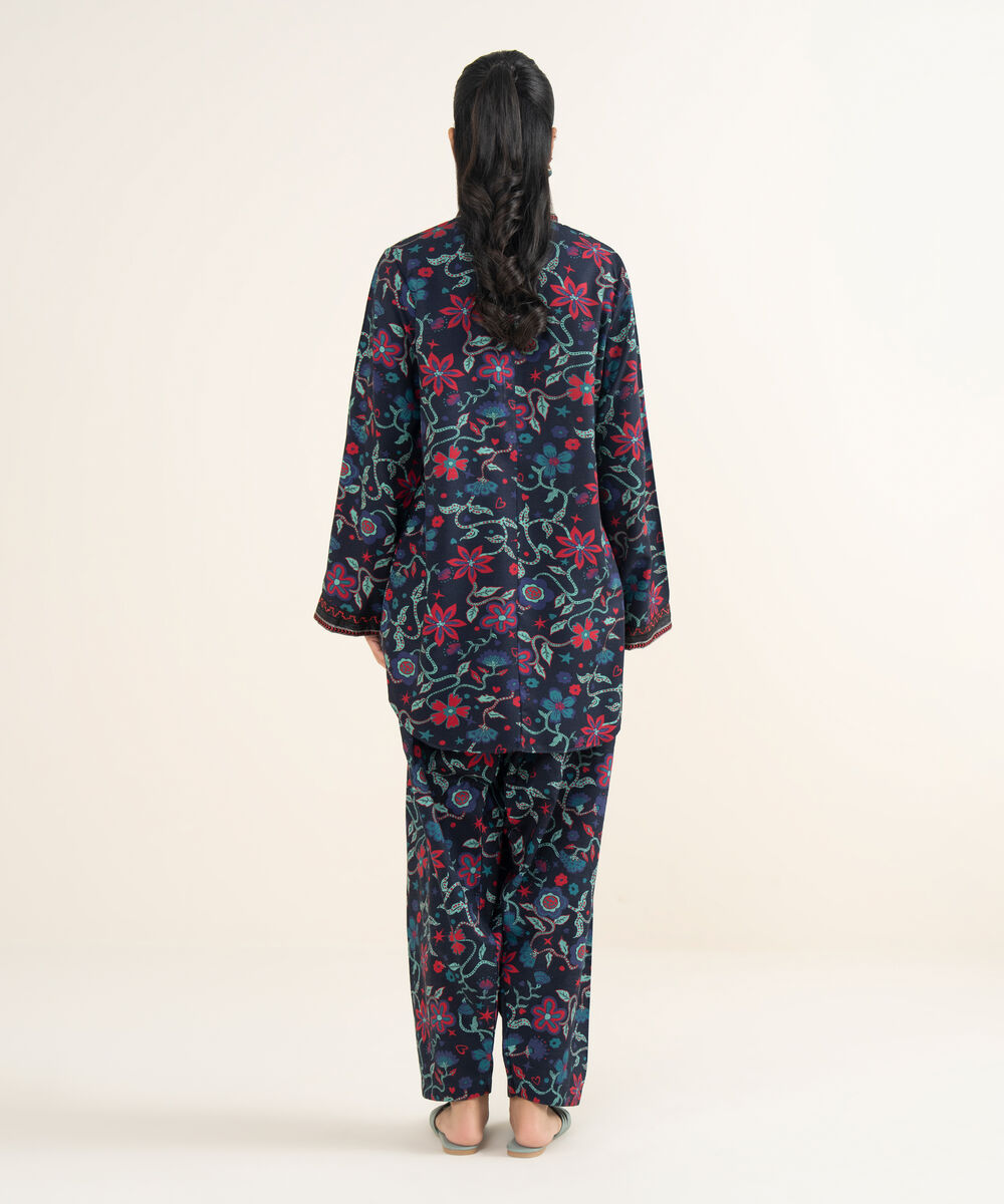 Women's RTW Herringbone Embroidered Black A-Line Shirt