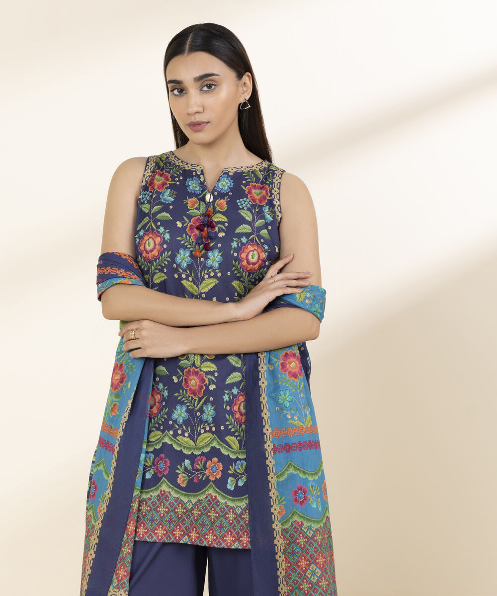 Unstitched Women's Multi Lawn 3 Piece Suit