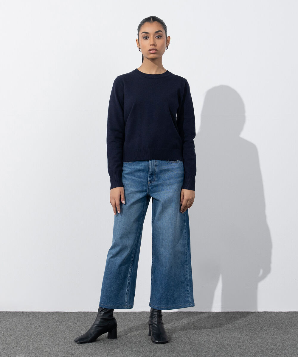 Women's Western Wear Navy Slim-Fit Knit Sweater