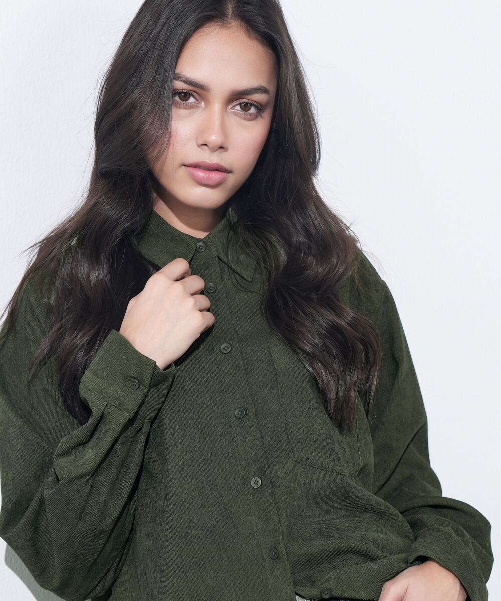 Women's Western Wear Pink Button Through Corduroy Shirt