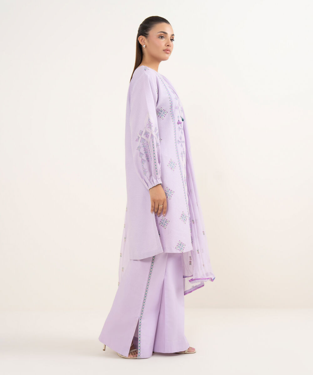 Women's Unstitched Dobby Dyed Three Piece Suit