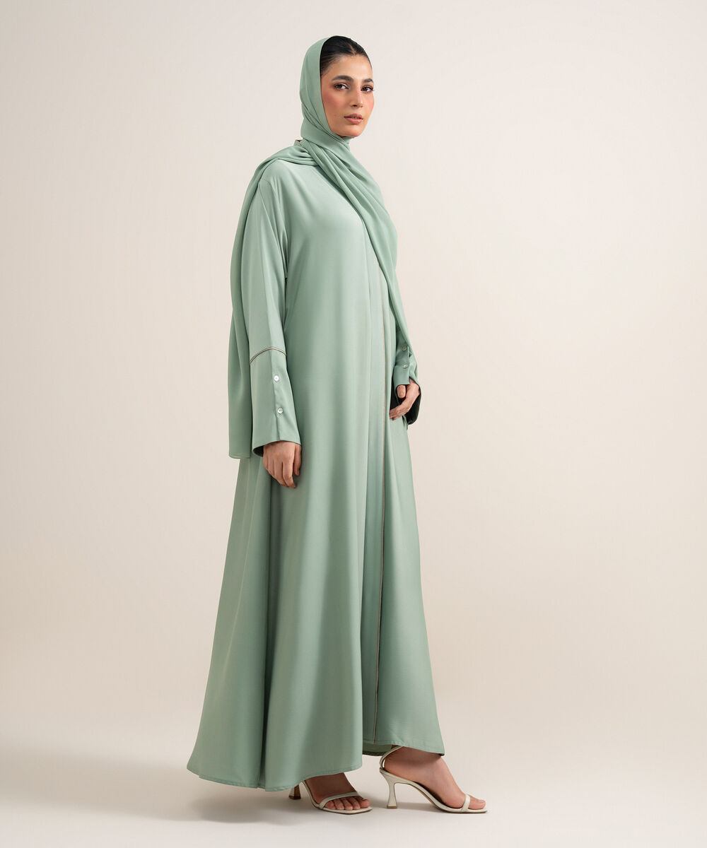 Women's green Regular Abaya Set