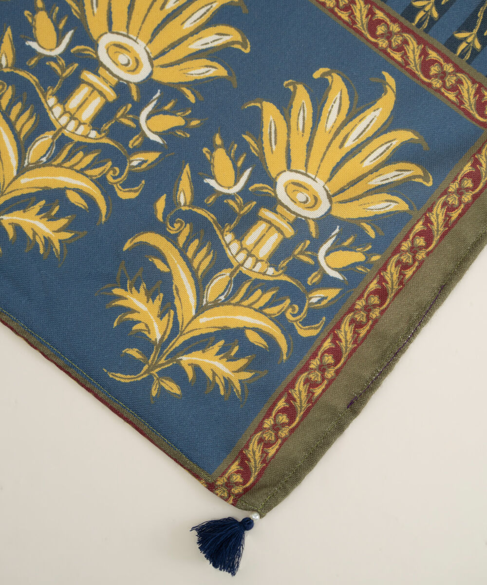 Blue Printed Blended Shawl