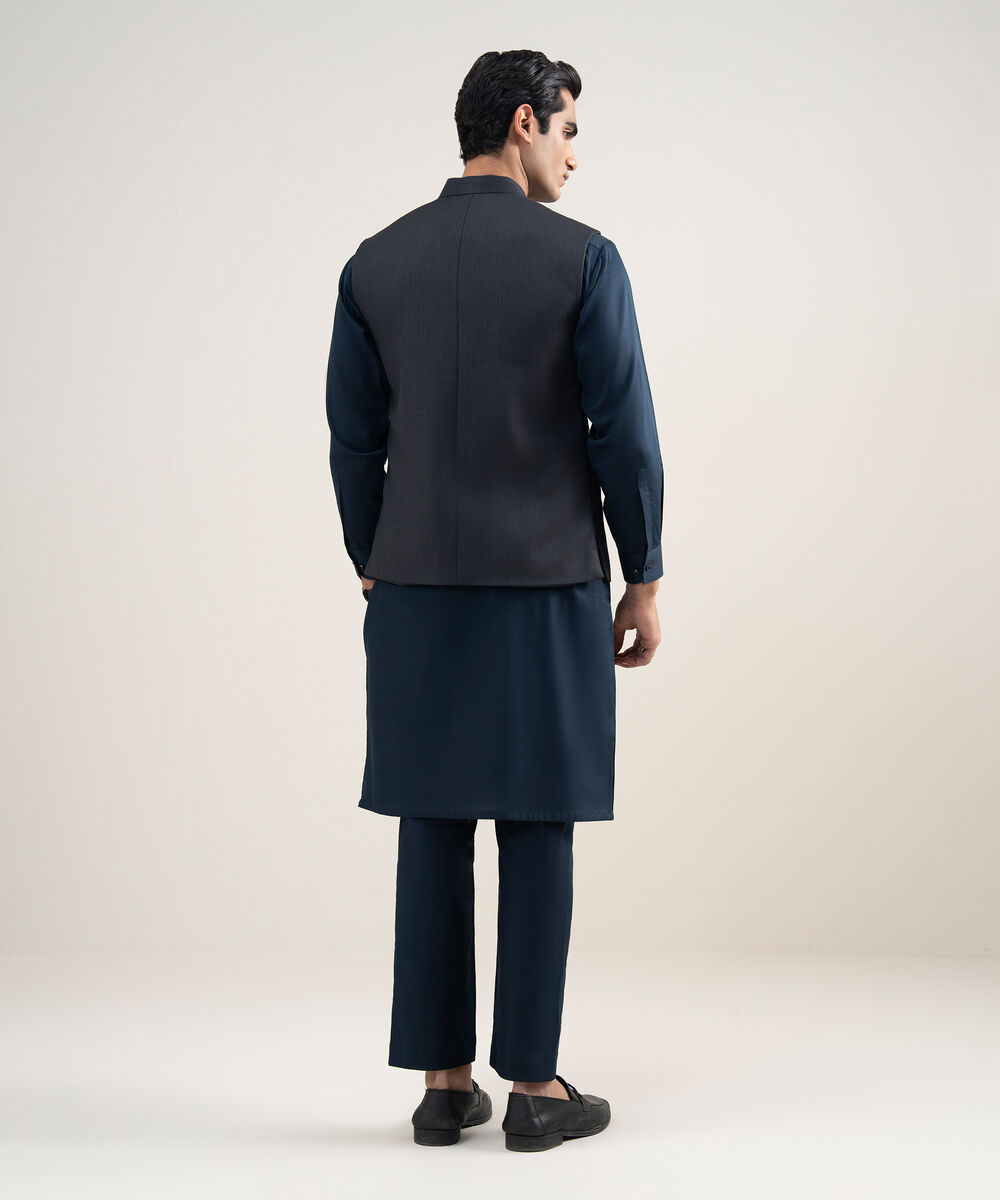 Men's Stitched Premium Suiting Charcoal Waistcoat