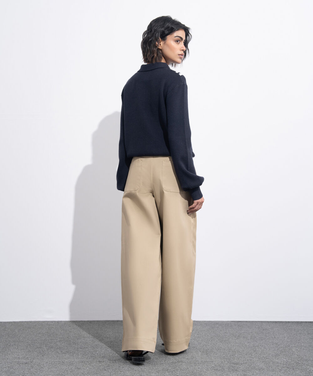Women's Western Wear Khaki Pleated Chino Trousers