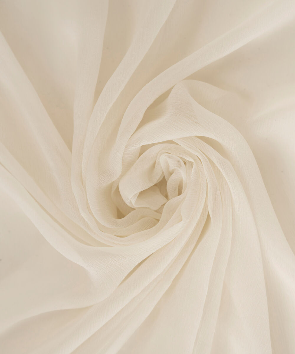 Crinkle Chiffon Embroidered Off White Dupatta