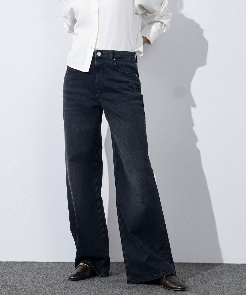 Women's Western Wear Dark Grey Wide Leg Jeans