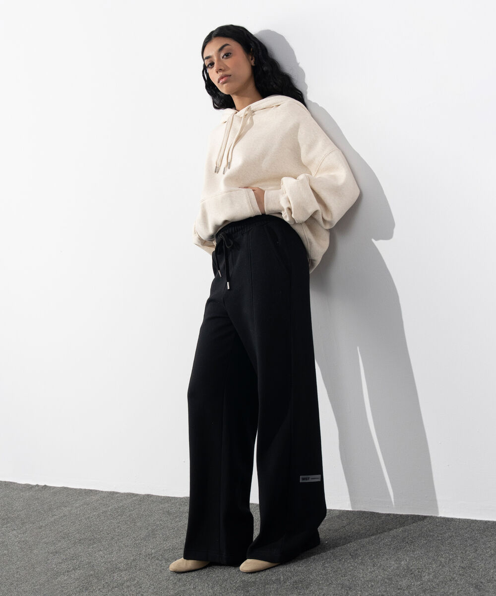 Women's Western Wear Black Pull-On Fleece Trousers