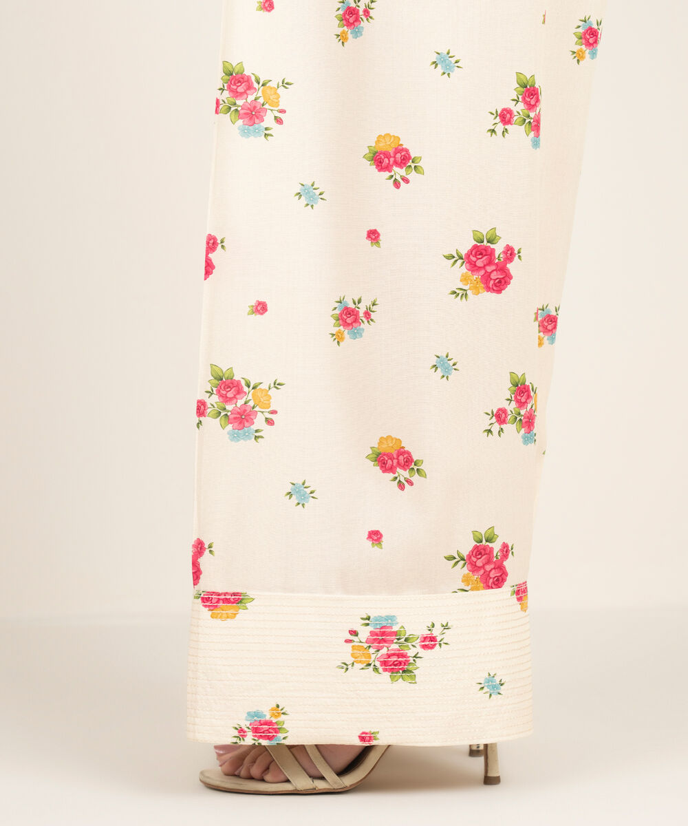 Women's RTW Arabic Cambric Printed Cream White Farshi Shalwar