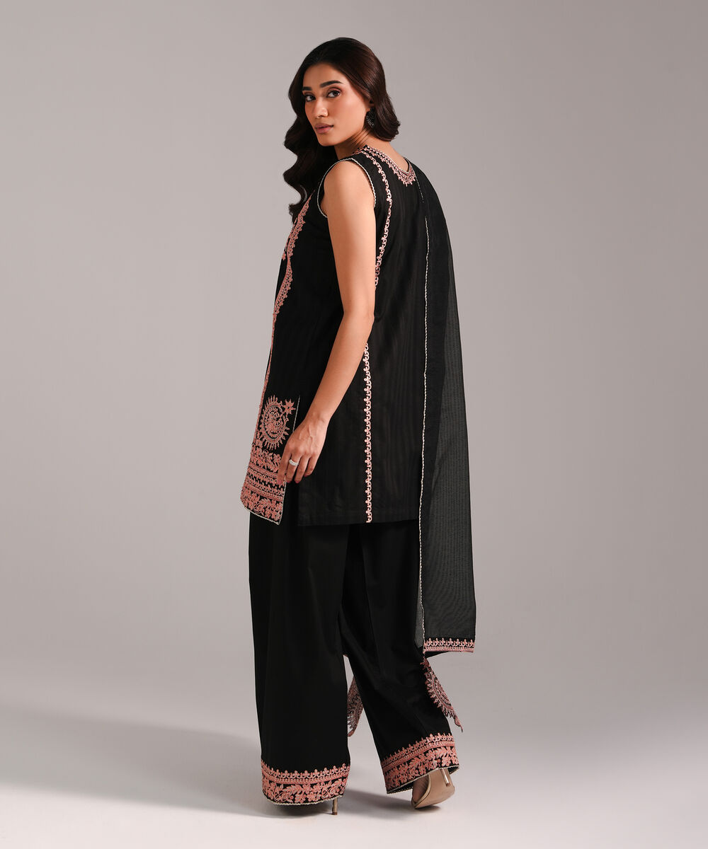 Women's RTW Leno Kara Embroidered Black 3 Piece Suit