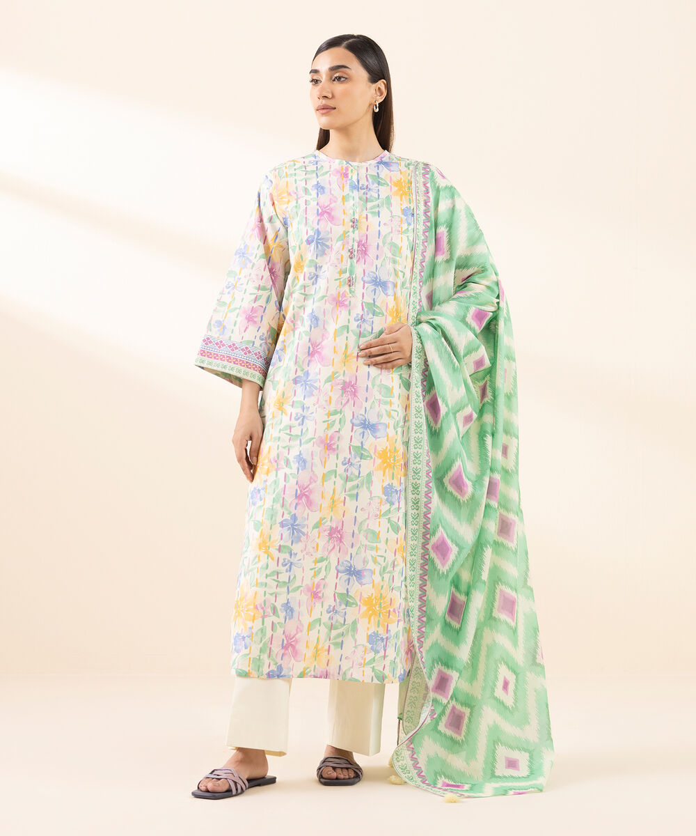 Women's Unstitched Lawn Printed Multi 2 Piece Suit