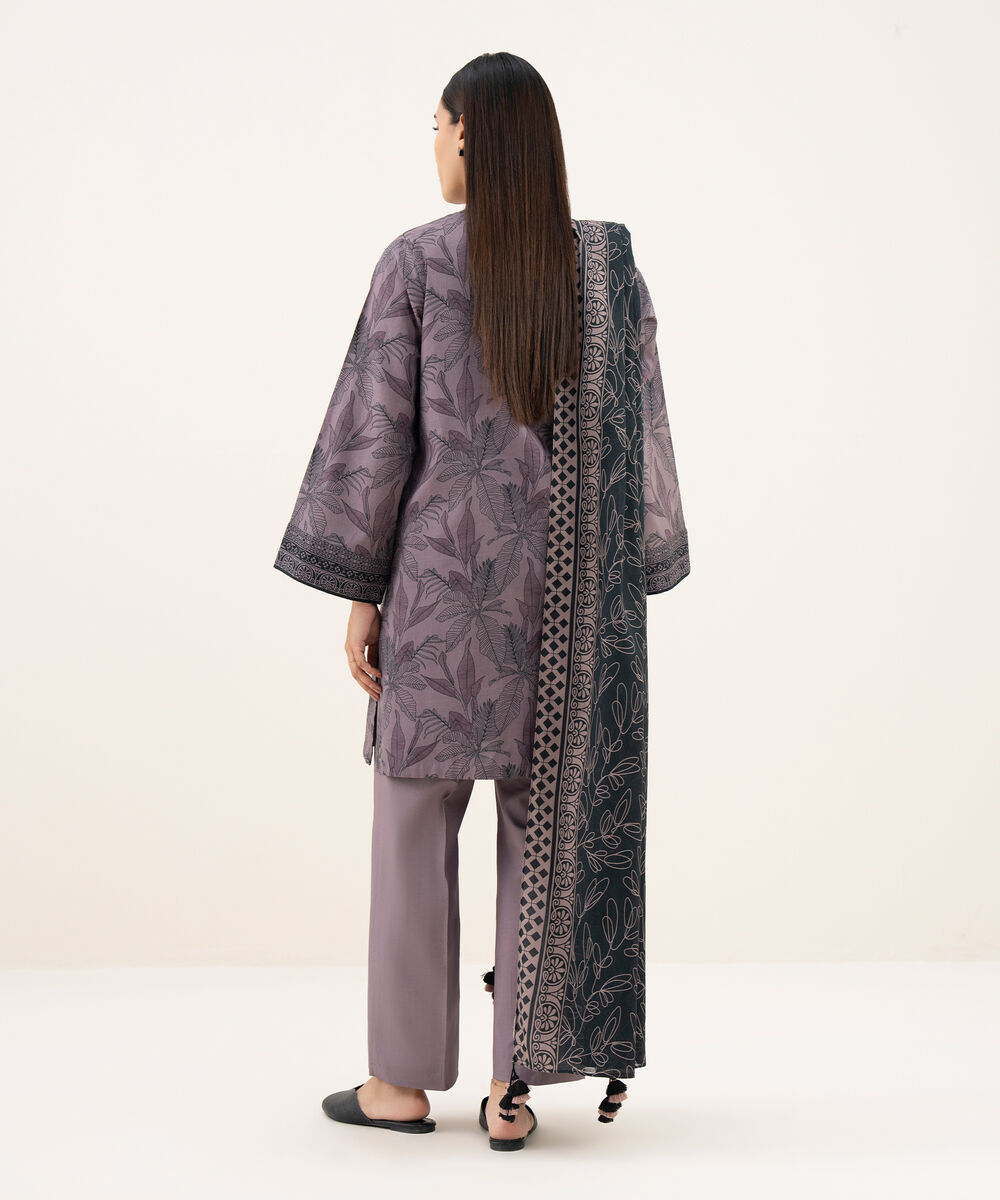 Women's Unstitched Lawn Printed Purple 2 Piece Suit