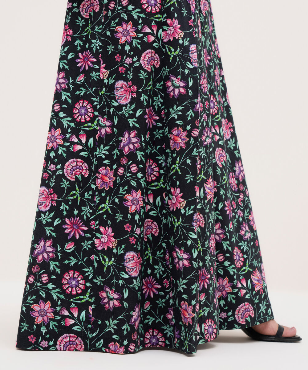 Women's RTW Cotton Viscose Black Printed Sharara