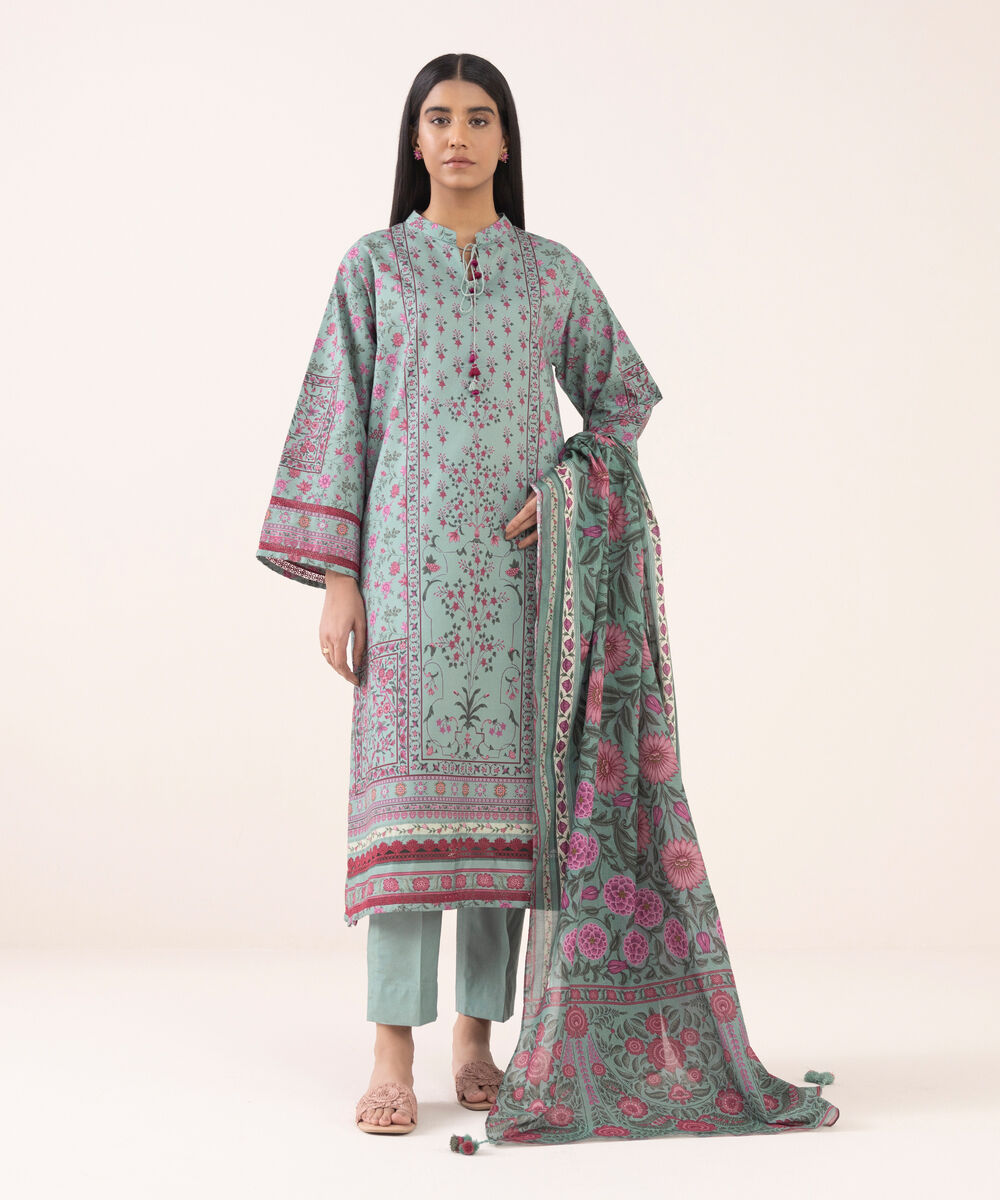 Women's Unstitched Cotton Printed Three Piece Suit