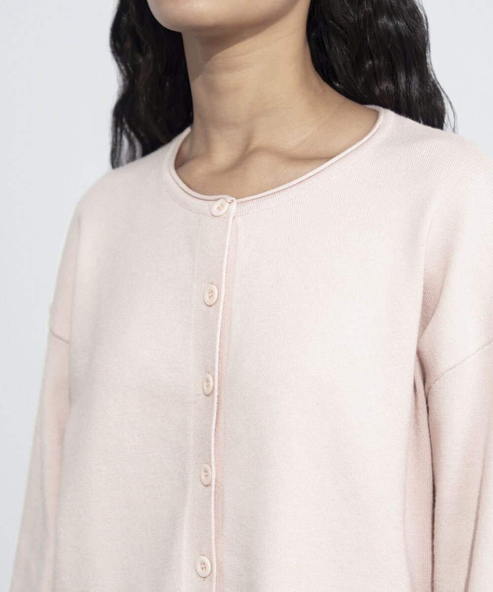 Women's Western Wear Powder Pink Cropped Knit Cardigan