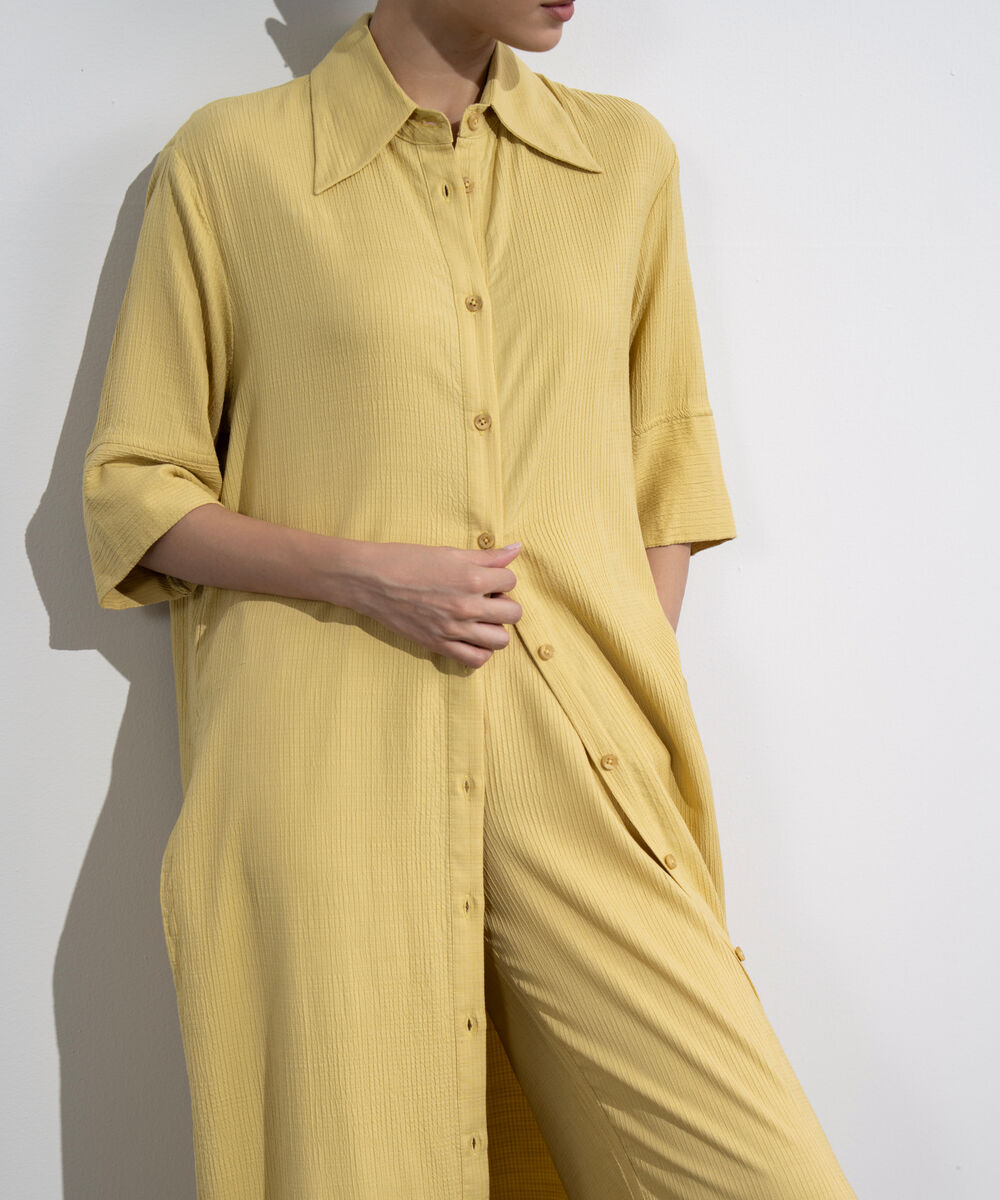 Women's Western Wear Lime Seersucker Button Through Dress