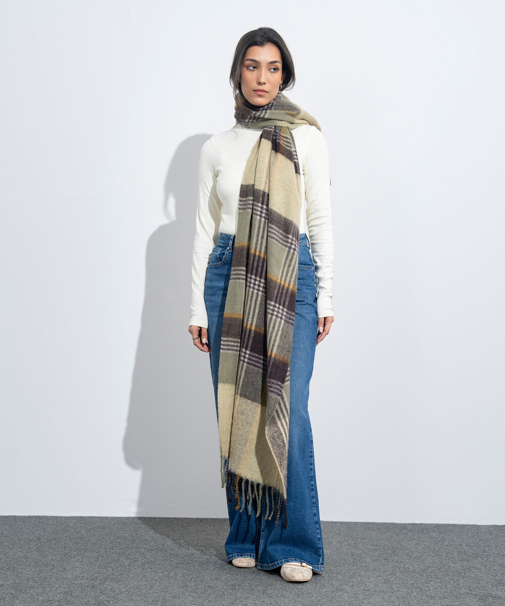 Women's Western Wear Multi Plaid Woollen Scarf