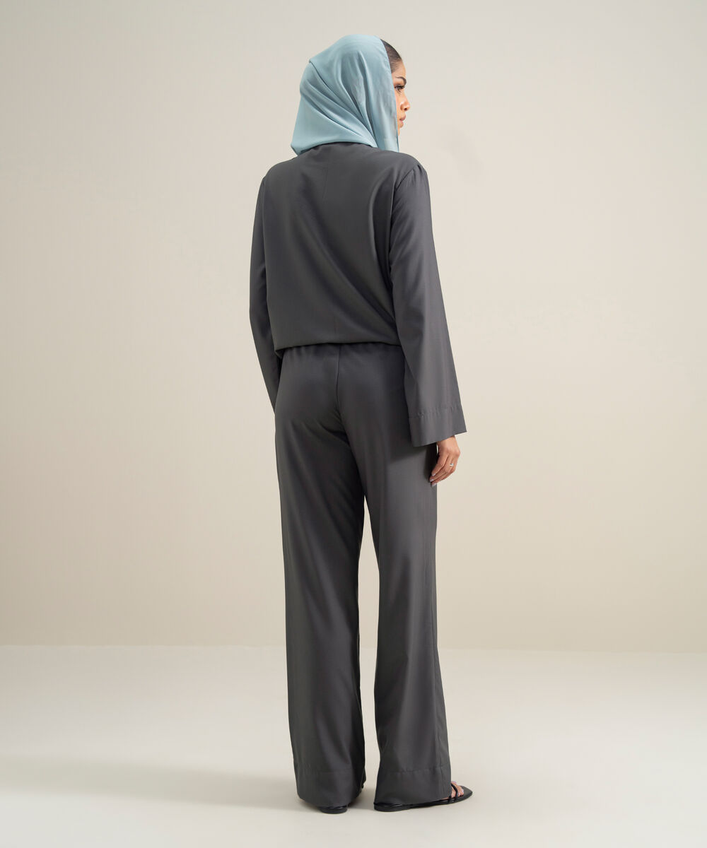 Women's Polyester Grey Modest Trousers