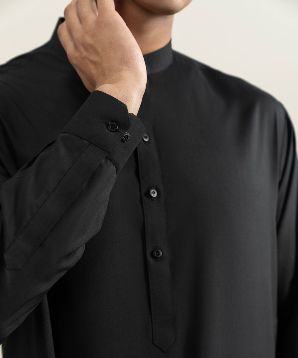 Men's Stitched Black Kurta Shalwar