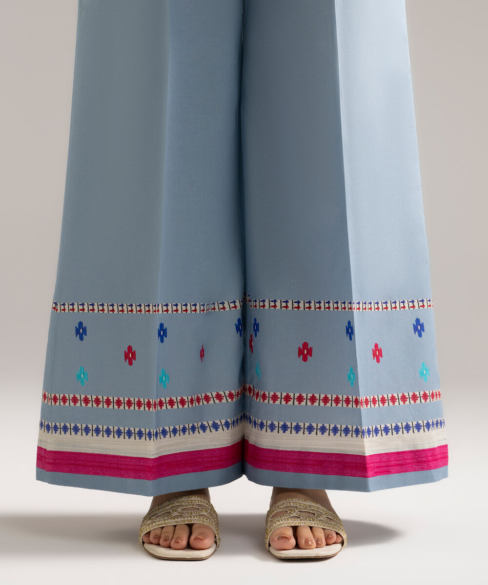 Women's RTW Cambric Printed Blue Farshi Shalwar