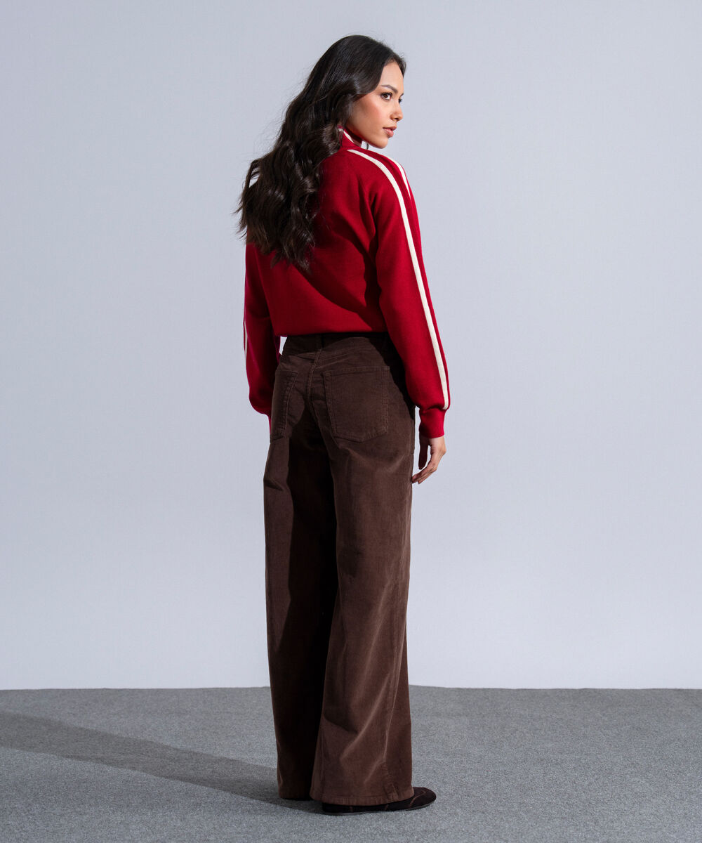 Women's Western Wear Brown Cotton Corduroy Wide Leg Pants
