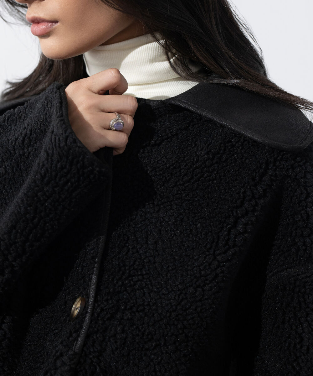 Women's Western Wear Black Reversible Short Jacket