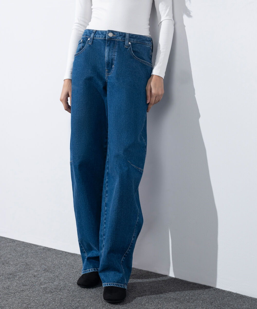 Women's Western Wear Dark Stone Wash Barrel Fit Jeans