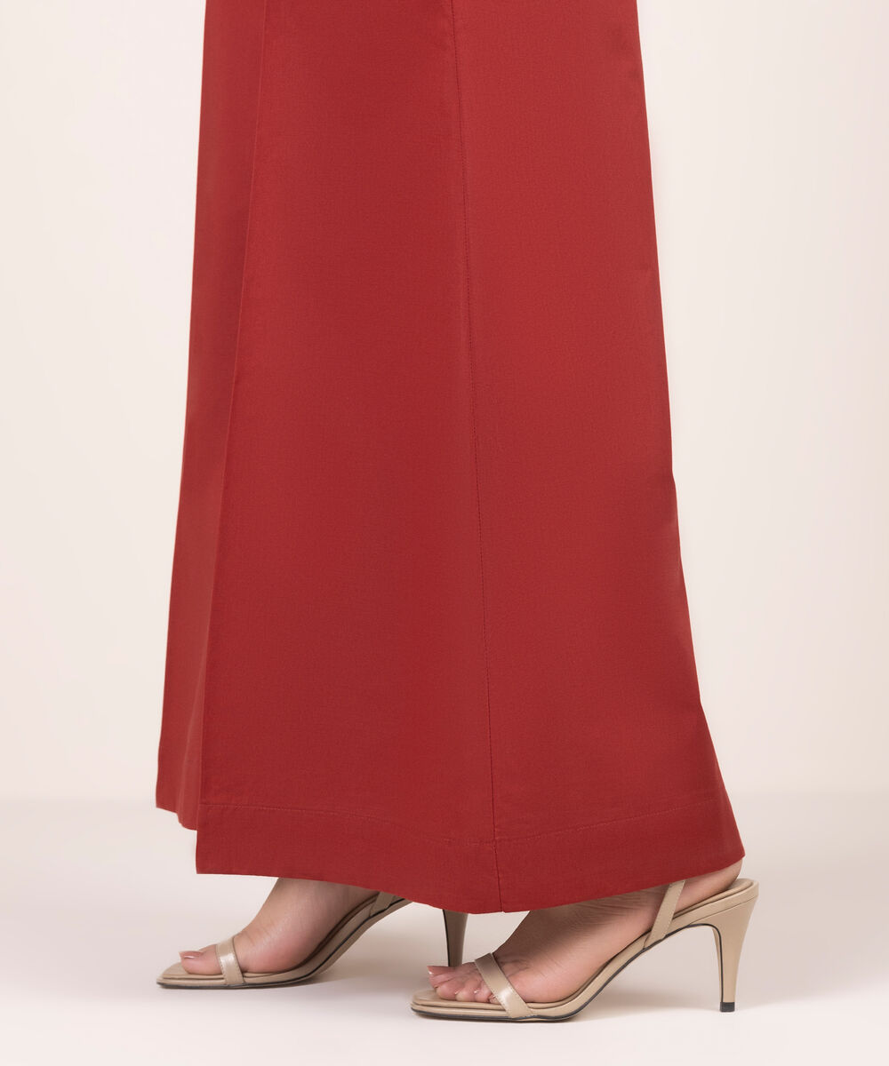 Women's RTW Lawn Solid Maroon Flared Pants