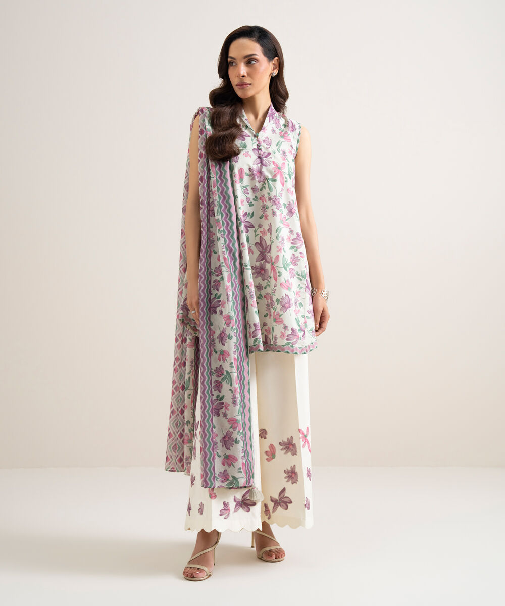 Women's Unstitched Lawn Printed Multi 2 Piece Suit