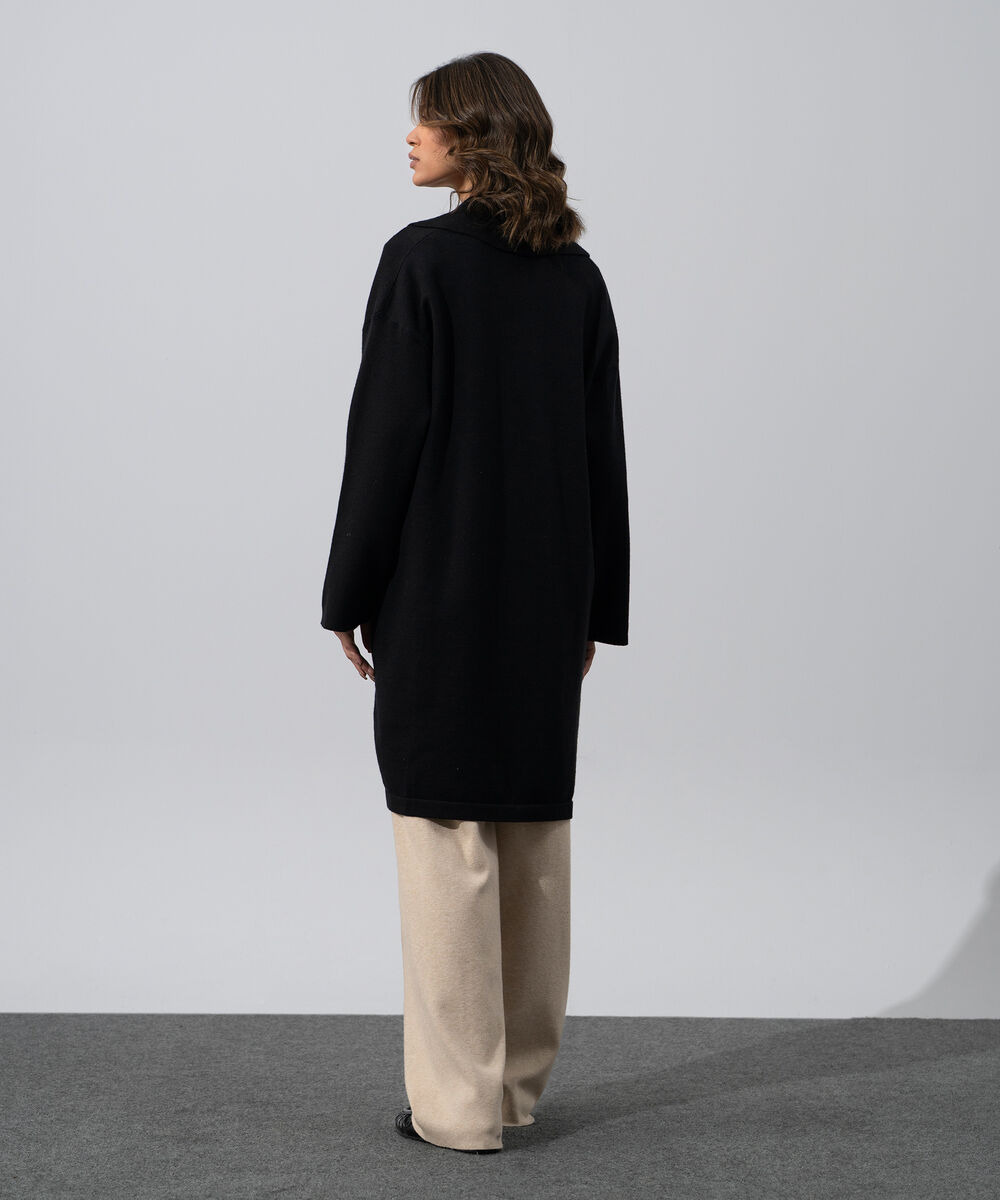 Women's Western Wear Black Long Knit Cardigan