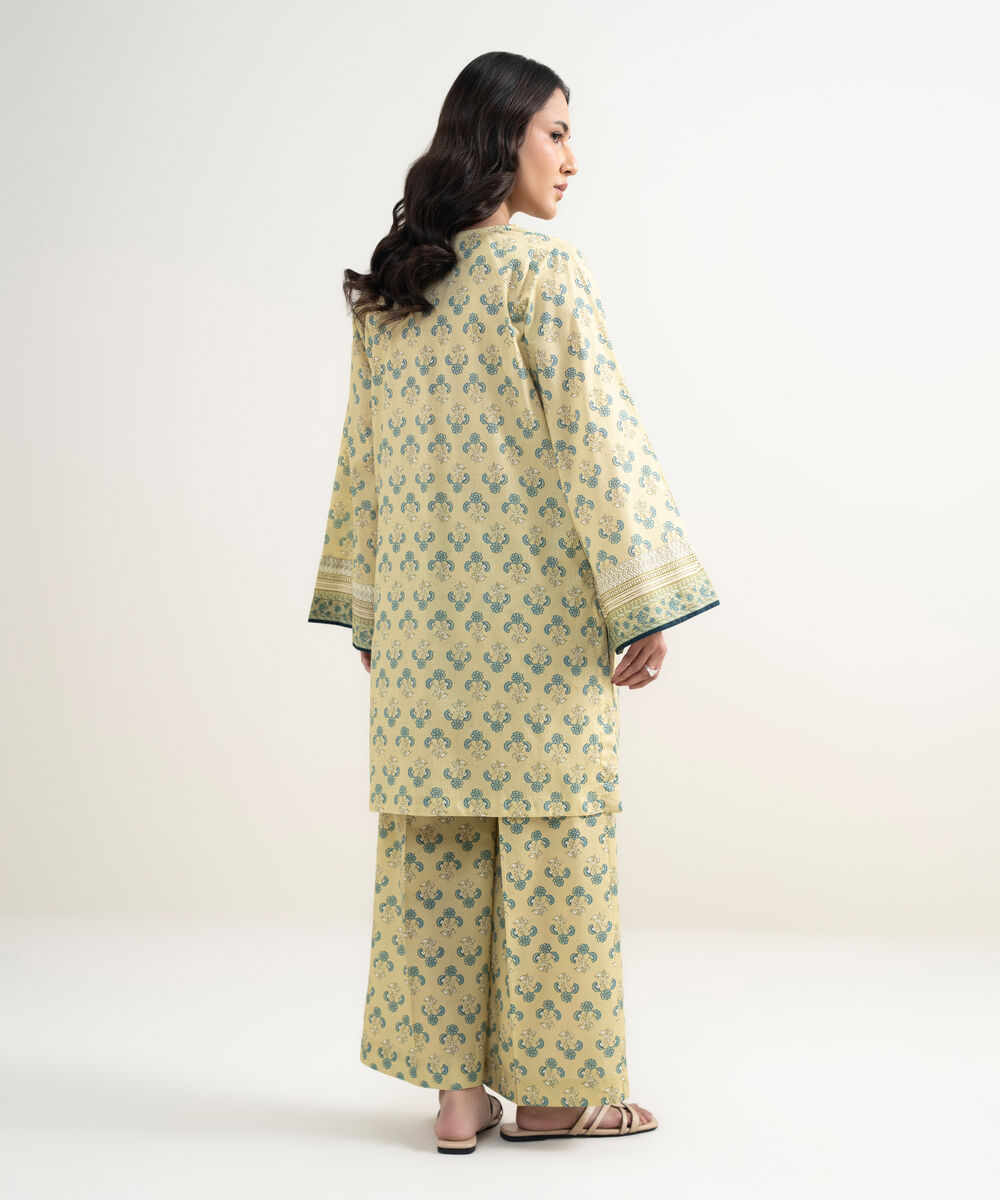 Women's RTW Lawn Printed Green Straight Shirt