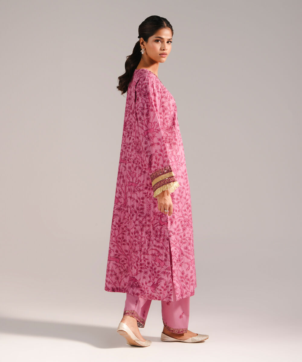 Women's RTW Leno Kara Embroidered Pink A-Line Shirt