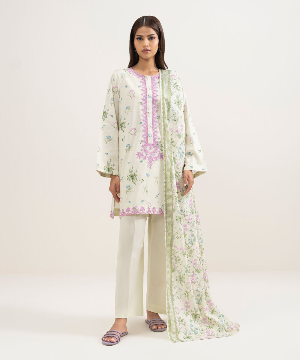 Women's RTW Cambric Embroidered Mint Green Straight Shirt