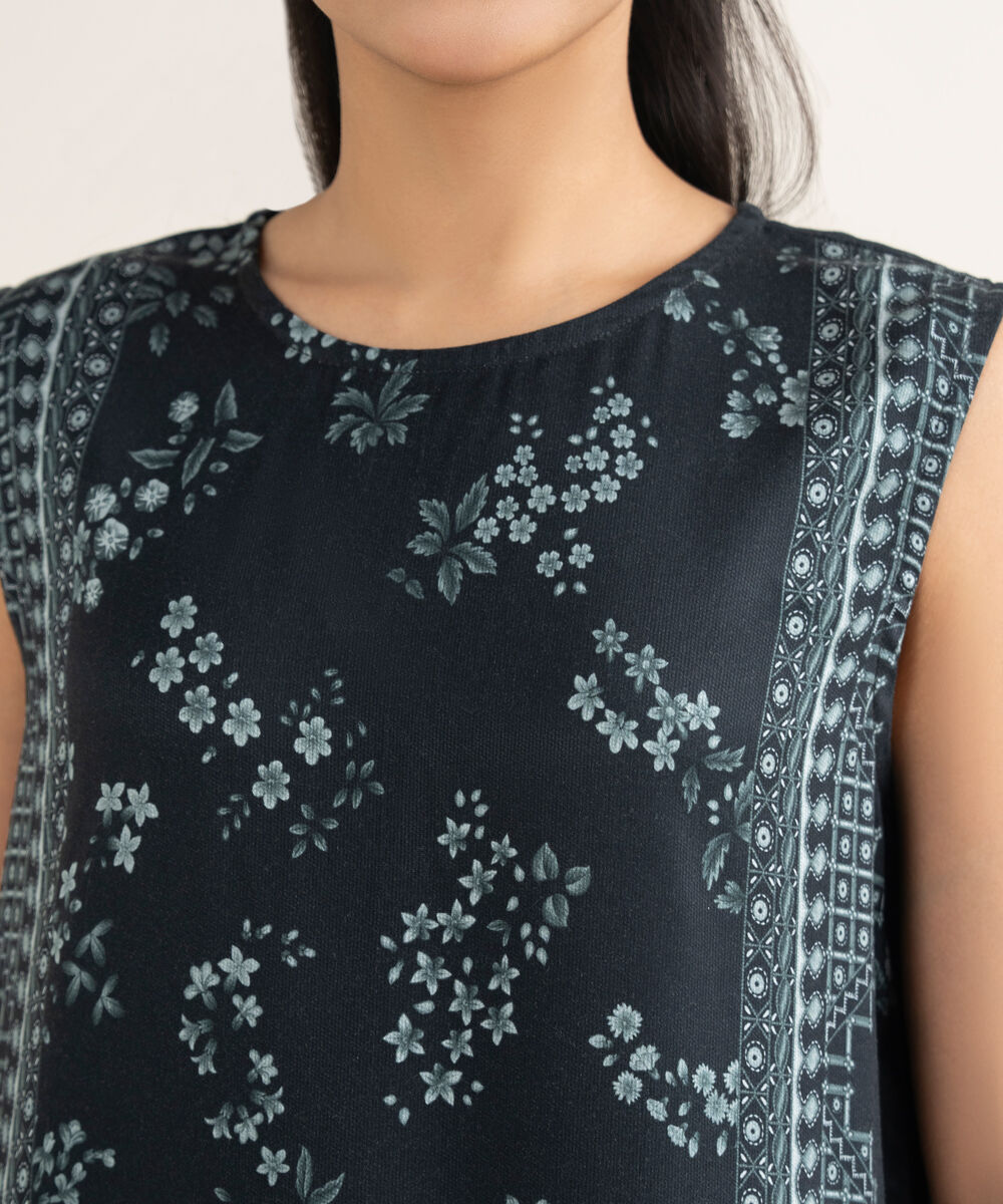 Women's RTW Bedford Printed Black Straight Shirt