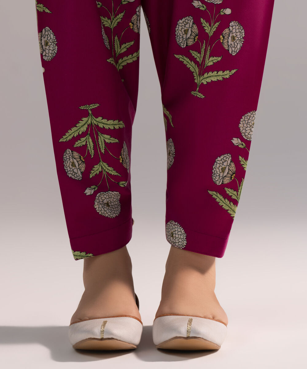 Women's RTW Cambric Printed Plum Skinny Shalwar