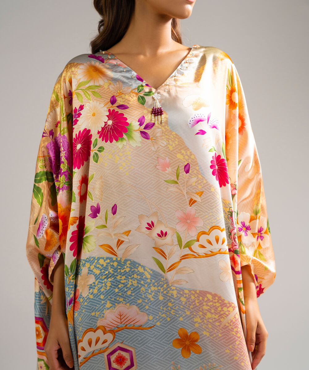 Women's RTW Blended Satin Printed Multi  Kaftan